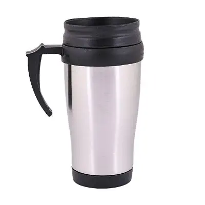 Picture of Plastic Travel Mug - Silver and Black