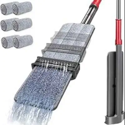 Picture of Dry Wet Flat Floor Mop Washable Microfiber Cleaning Pads Home Floor Clean - Light blue