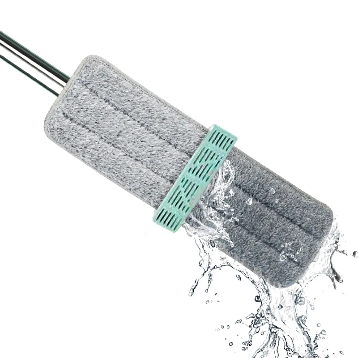 Picture of Dry Wet Flat Floor Mop Washable Microfiber Cleaning Pads Home Floor Clean - Light blue