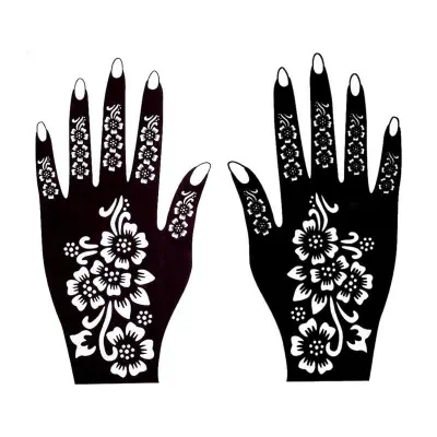 Picture of Self-Adhesive Mehndi Stickers – 5 Pack Temporary Body Art with Floral & Butterfly Patterns - Black