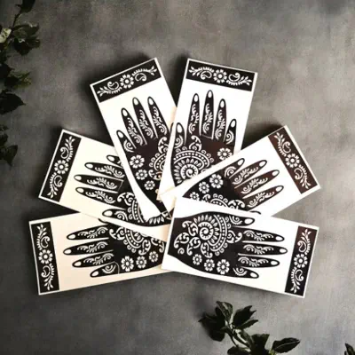 Picture of 5Pcs Henna Style Body Art Stickers – Flower & Butterfly Design - Black