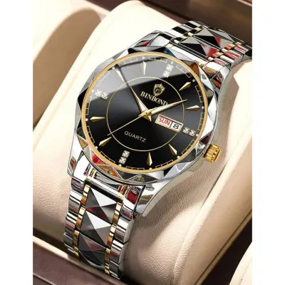 Picture of New Collection POSHI Sale New Top Waterproof Watch Men Business Japan Quartz Dual Calendar Premium Quality Stainless Steel Luxury Golden Watches For Men