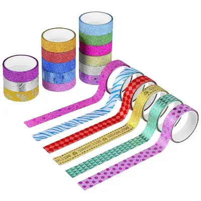 Picture of 10 Rolls Washi Masking Tape Set Decorative Glitter Tape Set for DIY Craft Scrapbook Gift Wrapping - Multicolor