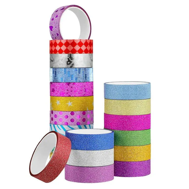 Picture of 10 Rolls Washi Masking Tape Set Decorative Glitter Tape Set for DIY Craft Scrapbook Gift Wrapping - Multicolor