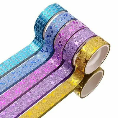 Picture of 10 Rolls Washi Masking Tape Set Decorative Glitter Tape Set for DIY Craft Scrapbook Gift Wrapping - Multicolor