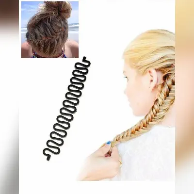 Picture of Korean braided flower bud head artifact plate hair stick - Black