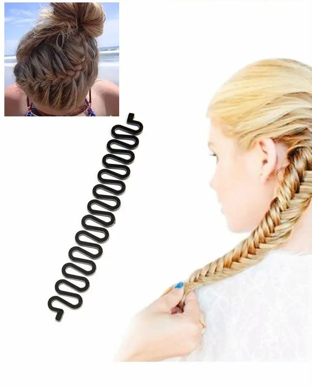 Picture of Korean braided flower bud head artifact plate hair stick - Black