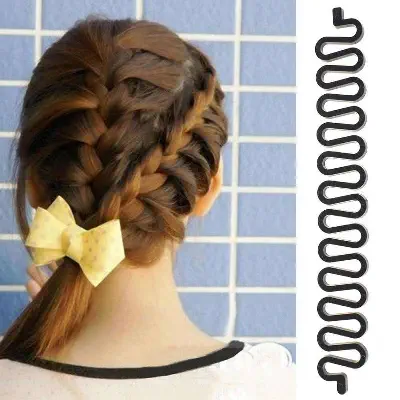 Picture of Korean braided flower bud head artifact plate hair stick - Black