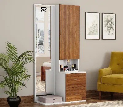 Picture of Upscaled Quality - RK Engineered Wood Dressing Table with Cabinet and Pull-Out Drawers - Vintage Choice - To Exprerience Greatness