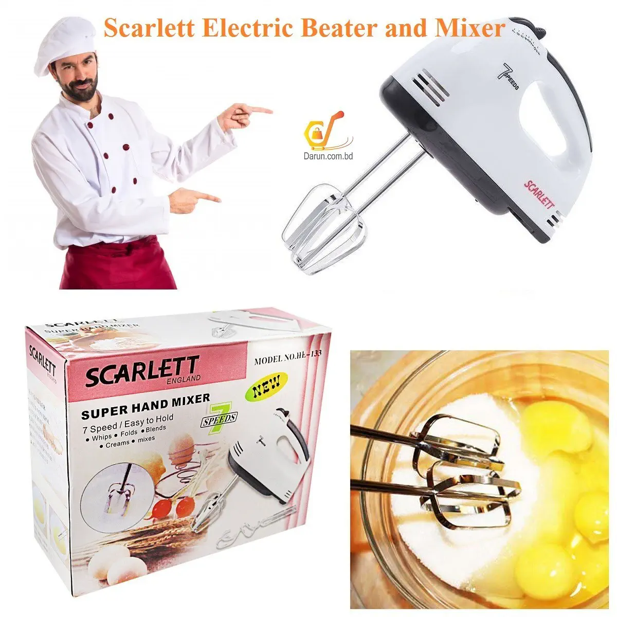 Picture of Scarlett - Electric Egg Beater and Mixer for Cake Cream - White - White