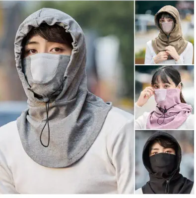 Picture of Windproof Cycling Face Cover With Hat For Winter Bike Hooded Mask With Neck Warmer - Multicolor - Int: One size