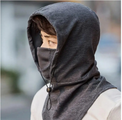 Picture of Windproof Cycling Face Cover With Hat For Winter Bike Hooded Mask With Neck Warmer - Multicolor - Int: One size