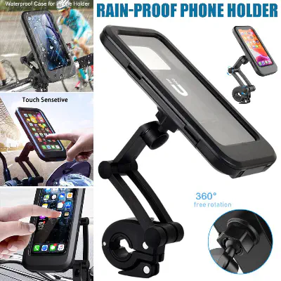 Picture of Adjustable Waterproof Motorcycle Bike Phone Holder Case Stand Moto Bicycle Handlebar Cellp. - Black - Int: One size