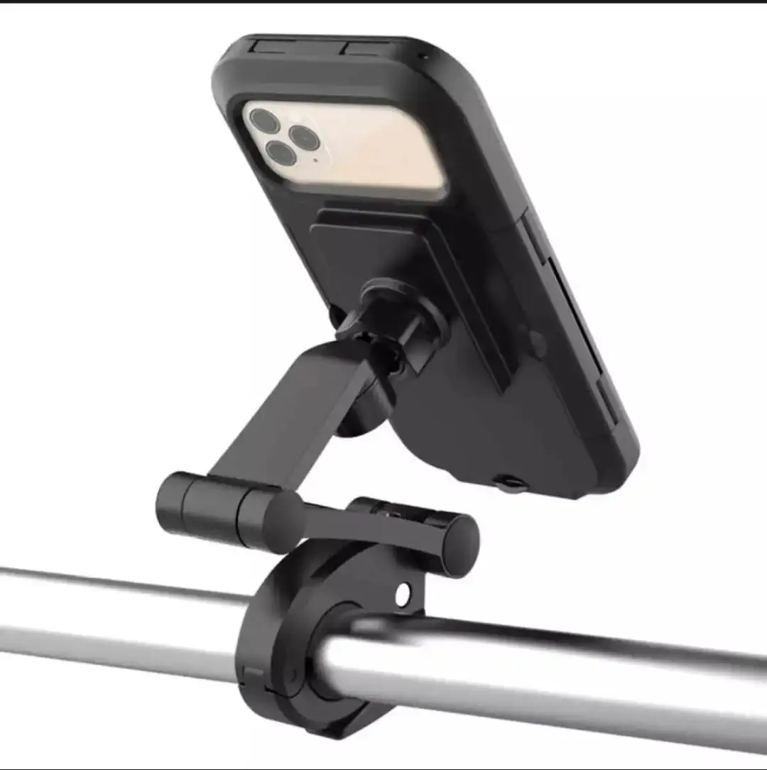 Picture of Adjustable Waterproof Motorcycle Bike Phone Holder Case Stand Moto Bicycle Handlebar Cellp. - Black - Int: One size
