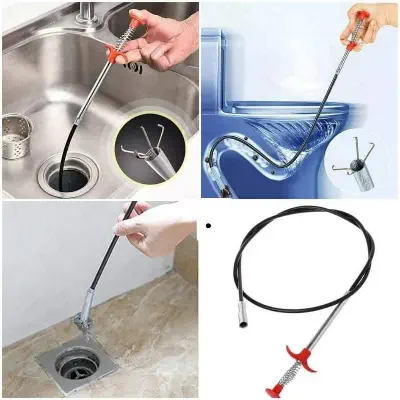 Picture of Drain Snake Spring Pipe Dredging Tool Dredge Unblocker Drain Clog Tool For Kitchen Sink Sewer Cleaning Hook Water Sink Tool Drain Cleaner-New Drain Pipe