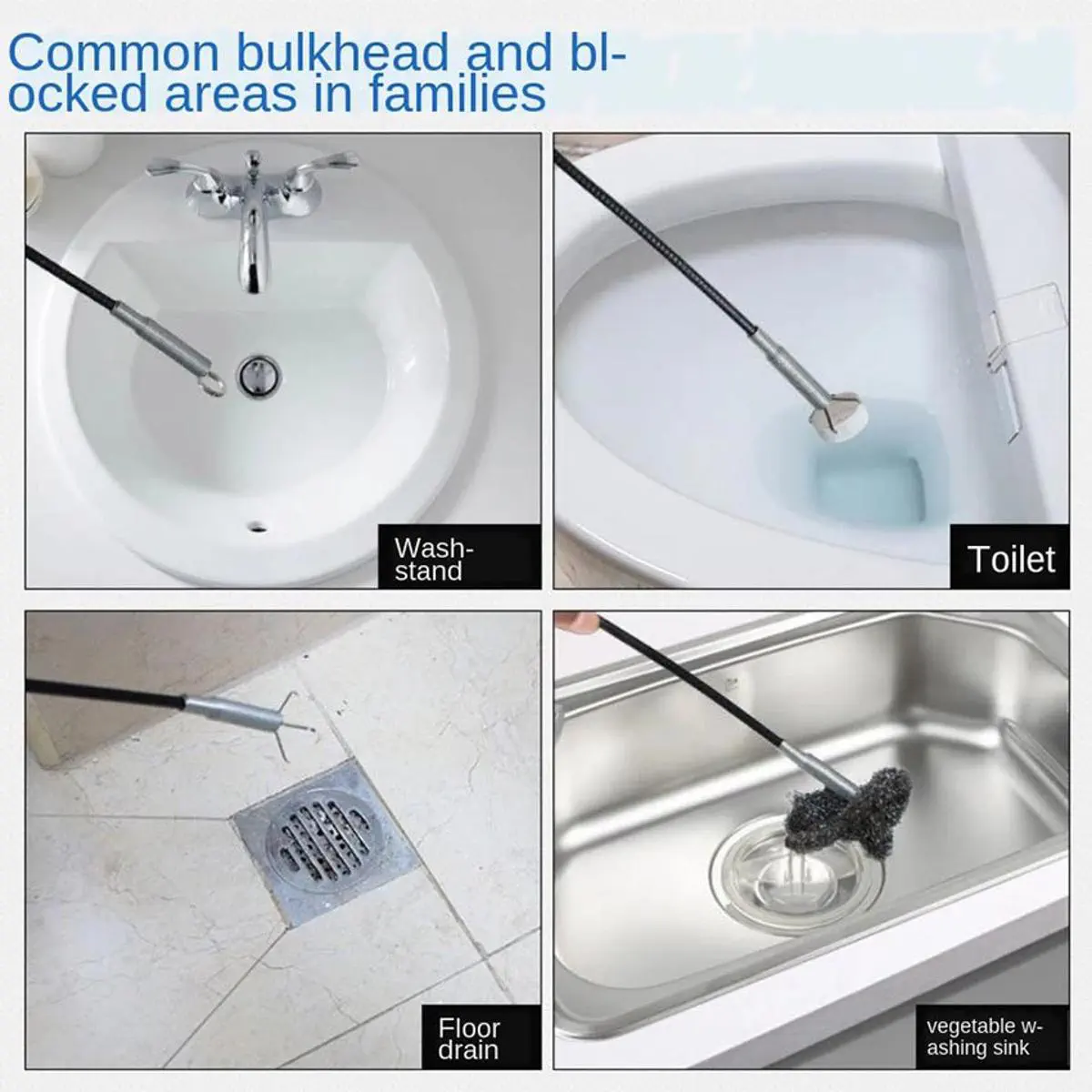 Picture of Drain Snake Spring Pipe Dredging Tool Dredge Unblocker Drain Clog Tool For Kitchen Sink Sewer Cleaning Hook Water Sink Tool Drain Cleaner-New Drain Pipe