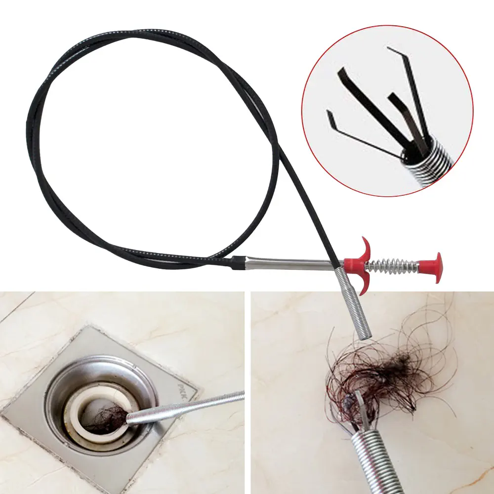 Picture of Drain Snake Spring Pipe Dredging Tool Dredge Unblocker Drain Clog Tool For Kitchen Sink Sewer Cleaning Hook Water Sink Tool Drain Cleaner-New Drain Pipe
