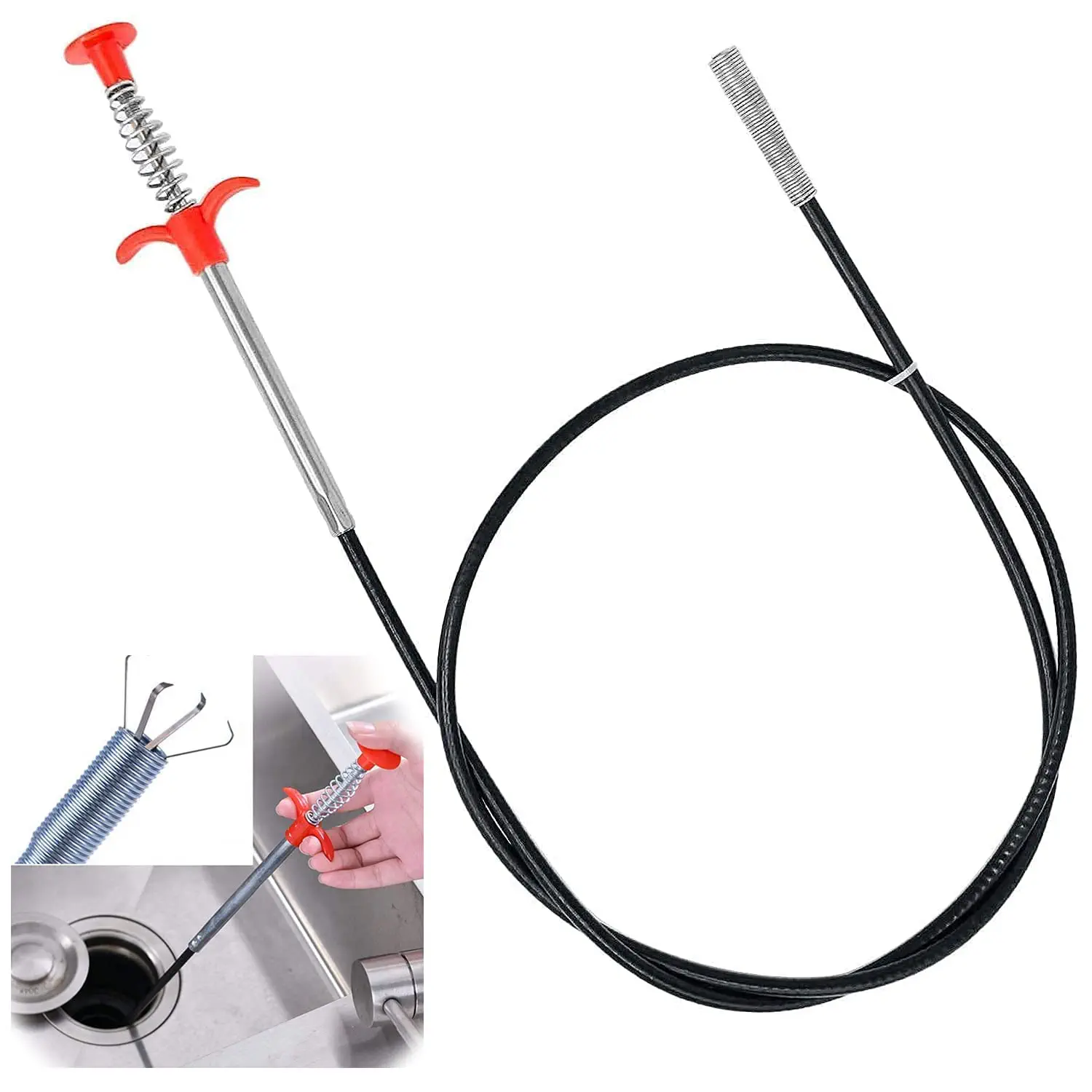 Picture of Drain Snake Spring Pipe Dredging Tool Dredge Unblocker Drain Clog Tool For Kitchen Sink Sewer Cleaning Hook Water Sink Tool Drain Cleaner-New Drain Pipe