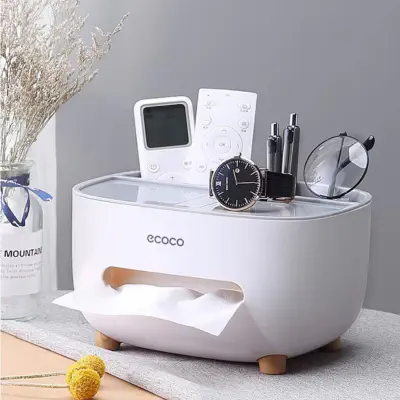Picture of Tissue Box Cover Holder with Storage, Napkin Tissue Box, Multi-Function Tissue Box ABS Material Storage Organizer-Not Applicable