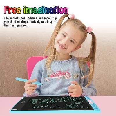 Picture of New 12" Multicolor Lcd Writting Tab for kids, Office Writing Board, Digital Drawing Pad, Erasable E-writer, Digital Drawing-Multicolor