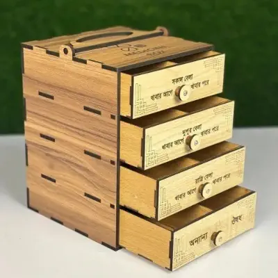 Picture of Handicrafts Top Chamber  4 layer Medicine Organiser Box, Beautiful Design, For Home & Office-Multicolor