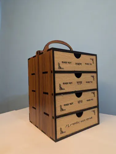 Picture of Handicrafts Top Chamber  4 layer Medicine Organiser Box, Beautiful Design, For Home & Office-Multicolor