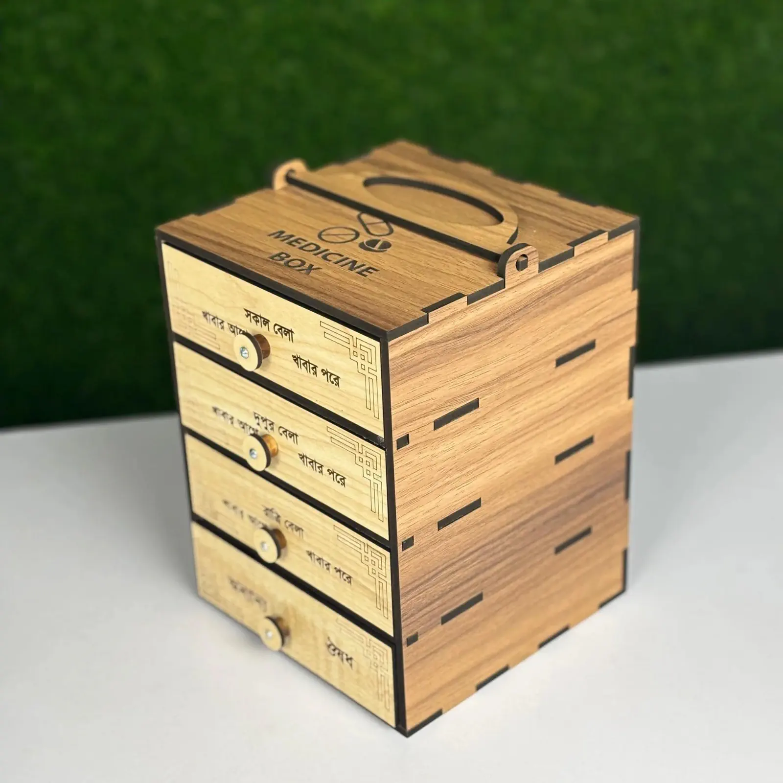 Picture of Handicrafts Top Chamber  4 layer Medicine Organiser Box, Beautiful Design, For Home & Office-Multicolor