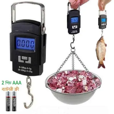Picture of Digital Hanging Up To Weight Scale Weiheng Electronic Portable LCD Scale with Double Precision Hook-Multicolor