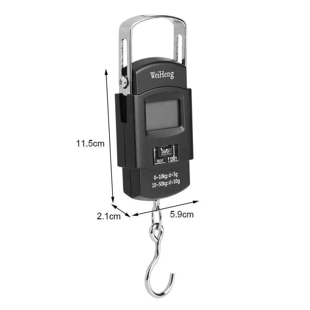 Picture of Digital Hanging Up To Weight Scale Weiheng Electronic Portable LCD Scale with Double Precision Hook-Multicolor