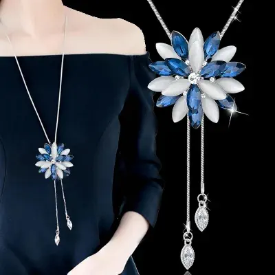 Picture of Korean Version Of The Autumn And Winter Snow Flower Sweater Chain Long Section Versatile Su Necklace Ladies Sweater Pendant Necklace Decoration Pendant - Necklace For Girls