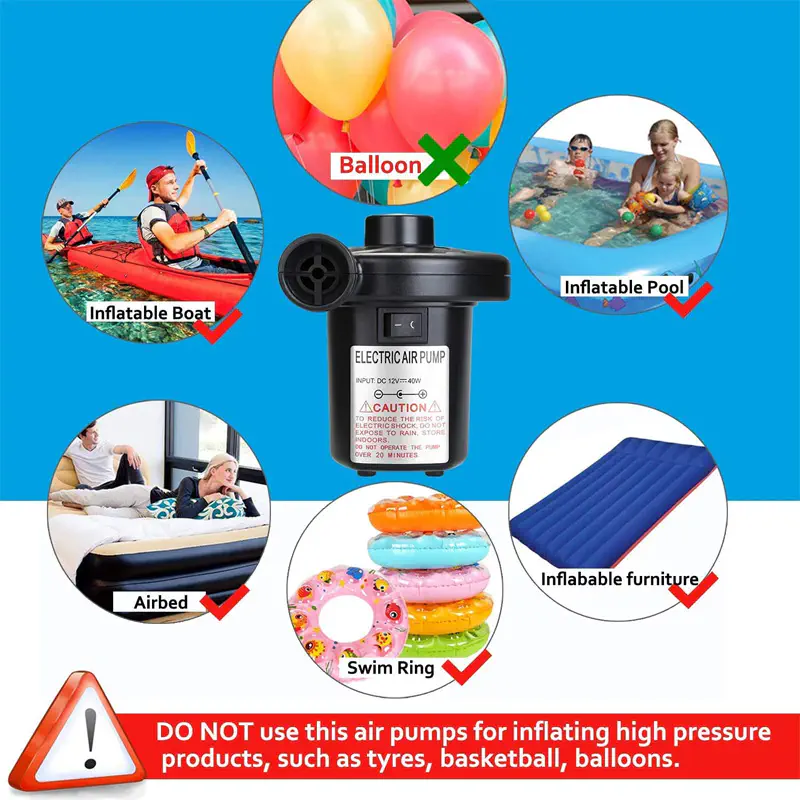 Picture of Electric Air Pumper, Air Pumper with 3 Nozzles for Inflatable Pool, boat, airbed, swim ring, furniture