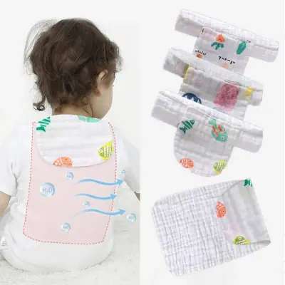 Picture of Baby Back Sweat Absorbent Cloth for Boys Girl  1 Month to 6 Years Breathable Cartoon Wash Cloth Skin Friendly Back Sweat Towel