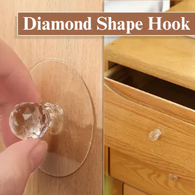 Picture of Self Adhesive Hook Knobs Cupboard Drawer Pull Handle Knobs Brand Acrylic No Drilling Mirror Cabinet Handles for Furniture Drawer Diamond Shape Hook-Ergonomic Accessories-Nr mart