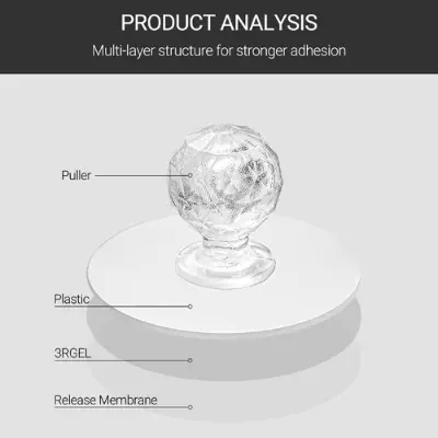 Picture of Self Adhesive Hook Knobs Cupboard Drawer Pull Handle Knobs Brand Acrylic No Drilling Mirror Cabinet Handles for Furniture Drawer Diamond Shape Hook-Ergonomic Accessories-Nr mart