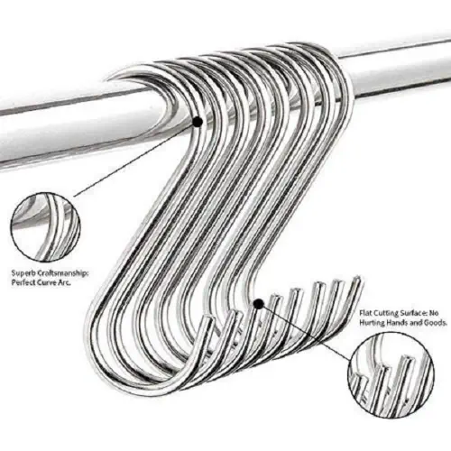 Picture of 5 Stainless Steel Heavy Duty S-Shaped Hooks For Hanging Clothes Kitchen Office Pack Of 5 Hooks - Silver - Wall Hook - Organize With Ease -  Picture Hangers & Hooks -  NR Mart-2024 - Multicolor