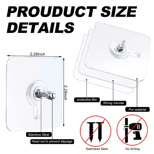 Picture of Hook Non-Marking Screw Punch-Free Wall Stickers Home Seamless Nail With Nut And Nut Cap - NR Mart-2024