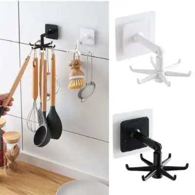 Picture of Kitchen Tools Spoon Holder Stand 360 Degrees Rotated Punch-Free kitchen Spoon Rack Wall Hanging Kitchen Utensils Jewelry Rotating Hook Spoon Hook For Kitchen -  NR Mart-2024 - Multicolor