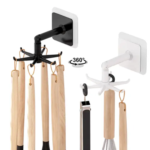 Picture of Kitchen Tools Spoon Holder Stand 360 Degrees Rotated Punch-Free kitchen Spoon Rack Wall Hanging Kitchen Utensils Jewelry Rotating Hook Spoon Hook For Kitchen -  NR Mart-2024 - Multicolor