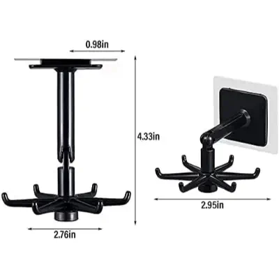 Picture of Kitchen Tools Spoon Holder Stand 360 Degrees Rotated Punch-Free kitchen Spoon Rack Wall Hanging Kitchen Utensils Jewelry Rotating Hook Spoon Hook For Kitchen -  NR Mart-2024 - Multicolor