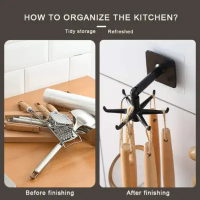 Picture of Kitchen Tools Spoon Holder Stand 360 Degrees Rotated Punch-Free kitchen Spoon Rack Wall Hanging Kitchen Utensils Jewelry Rotating Hook Spoon Hook For Kitchen -  NR Mart-2024 - Multicolor