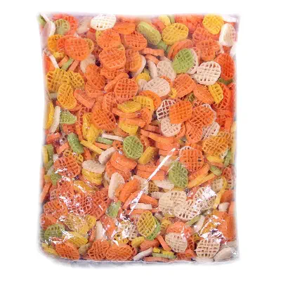Picture of Ready To Fry Flower Shape (Multicolour) Papor Chips / Crunchy Papad / Chips / Snacks - 250gm