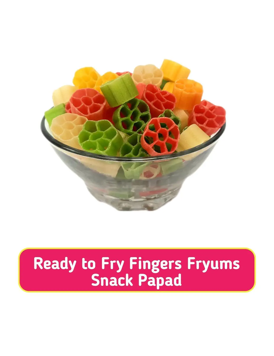 Picture of Ready To Fry Flower Shape (Multicolour) Papor Chips / Crunchy Papad / Chips / Snacks - 250gm