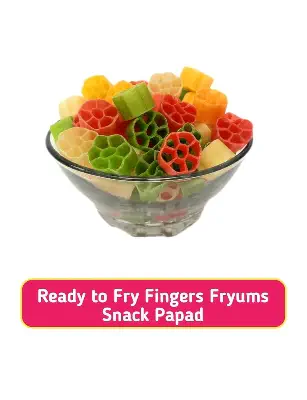 Picture of Ready To Fry Flower Shape (Multicolour) Papor Chips / Crunchy Papad / Chips / Snacks - 250gm
