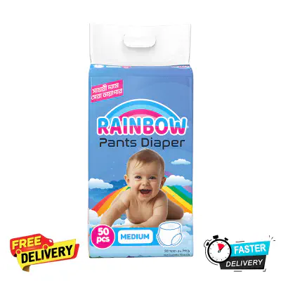 Picture of Rainbow Pant Diaper Medium (M) 50 Pcs Pack for Kids Dryness, Safety and Comfort