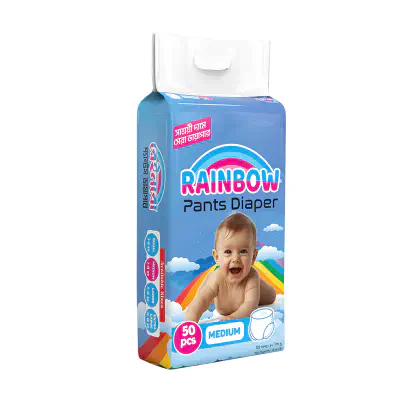 Picture of Rainbow Pant Diaper Medium (M) 50 Pcs Pack for Kids Dryness, Safety and Comfort
