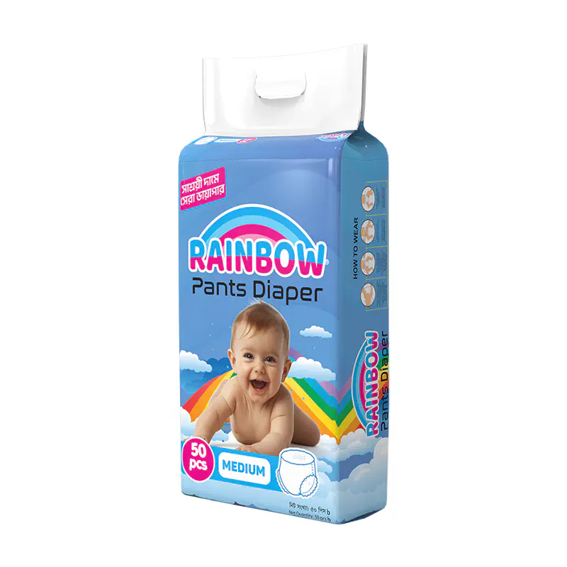 Picture of Rainbow Pant Diaper Medium (M) 50 Pcs Pack for Kids Dryness, Safety and Comfort
