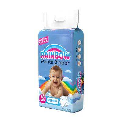 Picture of Rainbow Pant Diaper Medium (M) 50 Pcs Pack for Kids Dryness, Safety and Comfort