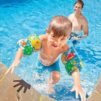 Picture of Kids Swim Safety Arm Floaties with Fun Animal Designs - Multi-Size Inflatable Swimming Arm Bands for Pool & Beach Fun (Multicolor)