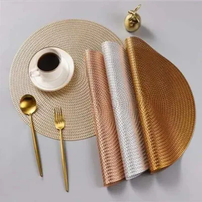 Picture of 1/PCS Round Placemats Modern Restaurant Hollow Table Decoration PVC Meal Mat Anti-hot Dining Tablemats (Multicolor)