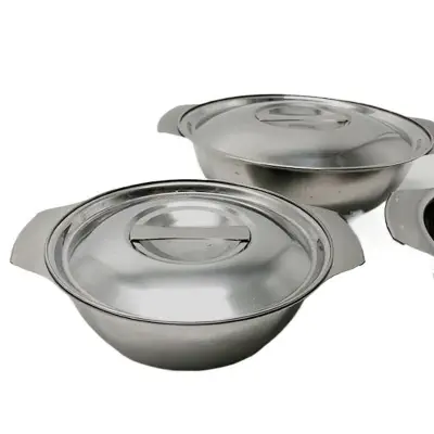 Picture of 2 Pcs Soup bowl with lid Stainless steel Modern Soup bowl দুটি স্টিল বাটি ঢাকনা সহ (Silver)